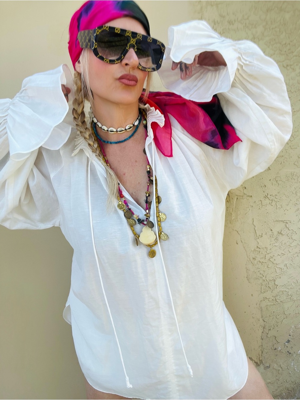 WHITE EPIC POET exaggerated sleeves BOHEMIAN MINI